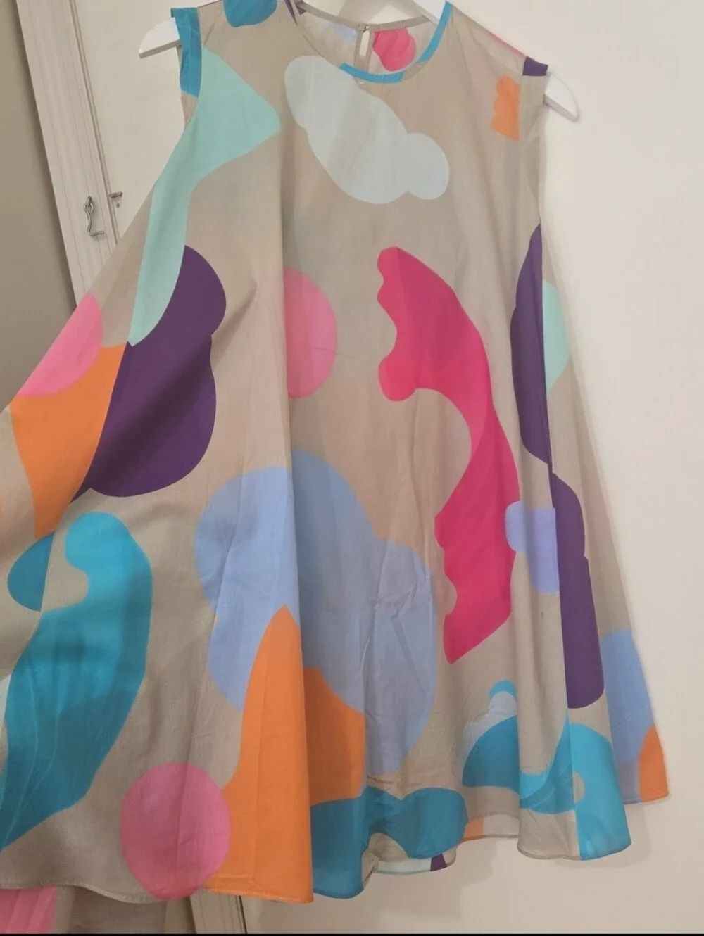 JNBY Kids Cream All-Over Print  Dress, with Back Button Closure, S 8-10